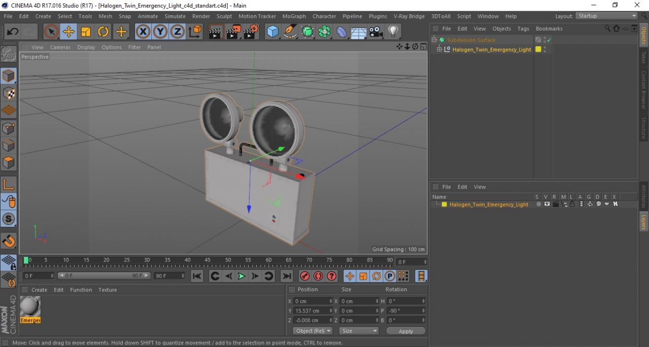 3D Halogen Twin Emergency Light model