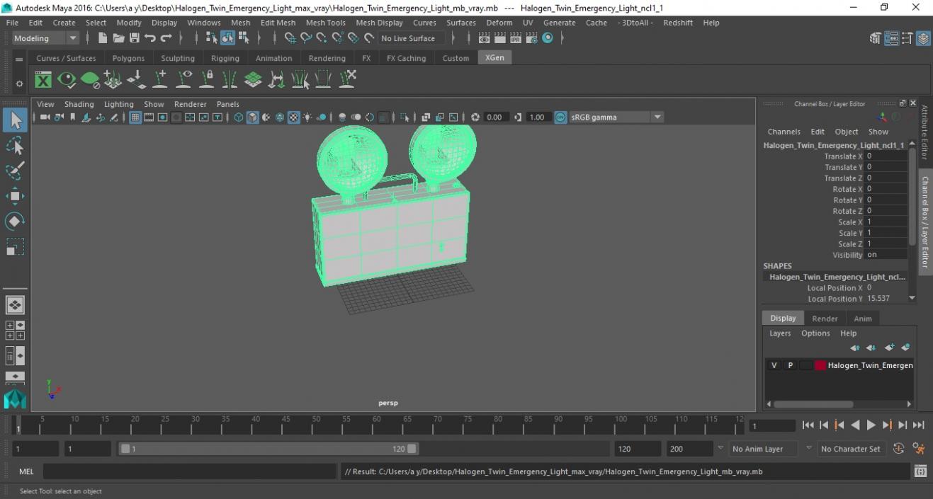 3D Halogen Twin Emergency Light model