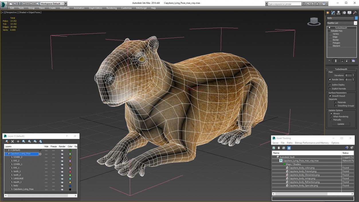 Capybara Lying Pose 3D model