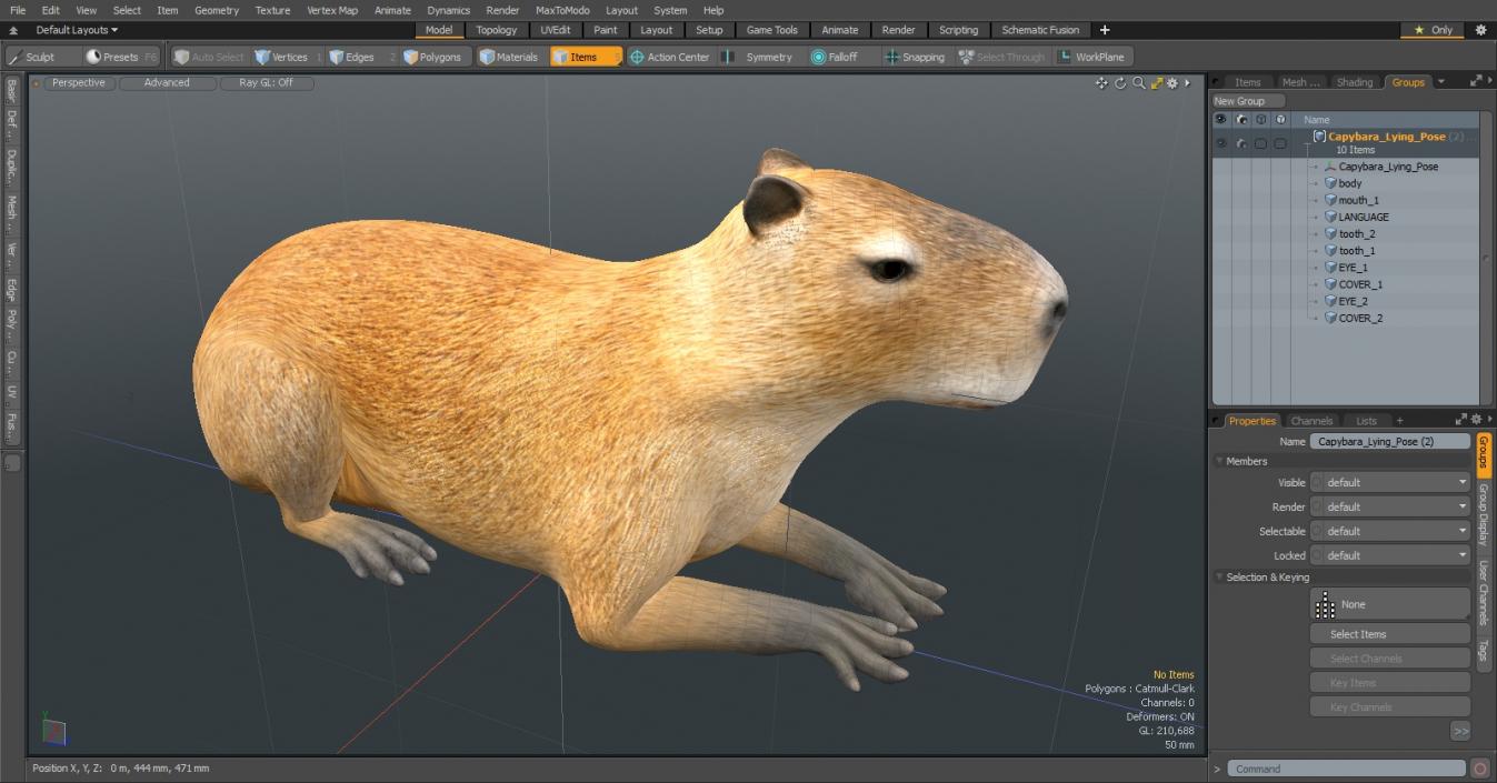 Capybara Lying Pose 3D model