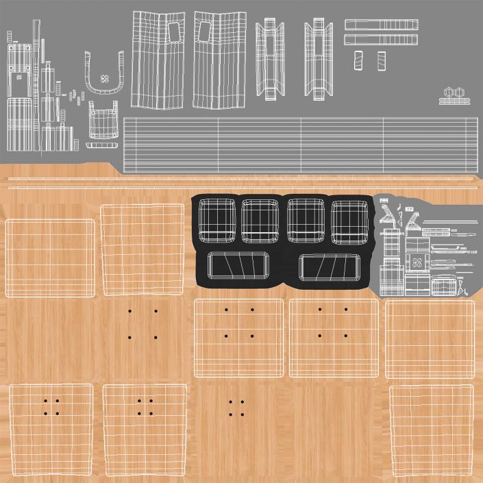 University Seating System For Two Seats 3D model