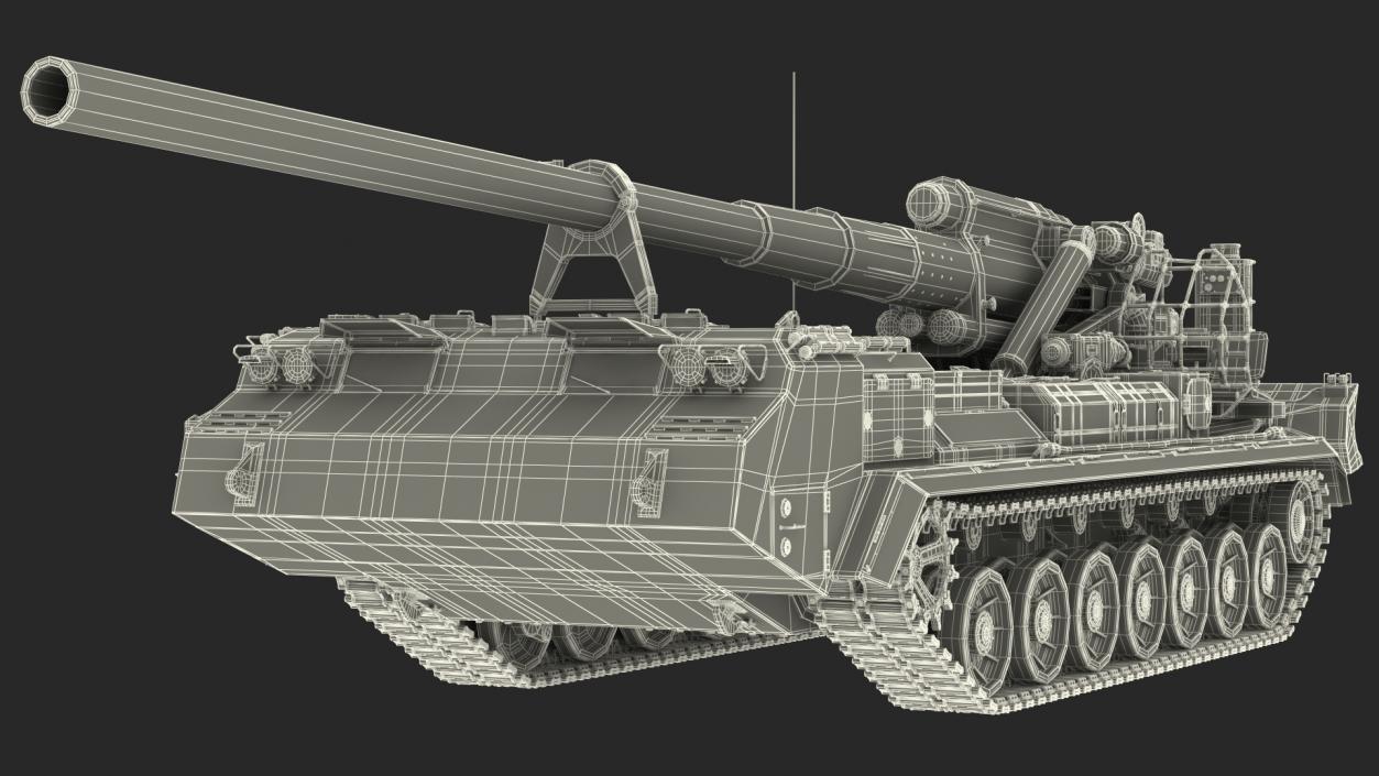 3D model 2S7 Pion Self Propelled Heavy Artillery Dirty