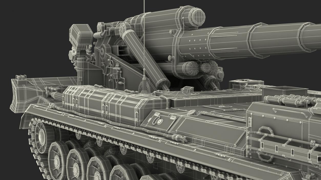 3D model 2S7 Pion Self Propelled Heavy Artillery Dirty