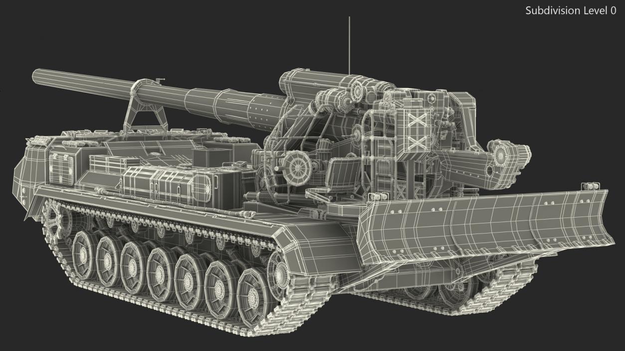 3D model 2S7 Pion Self Propelled Heavy Artillery Dirty