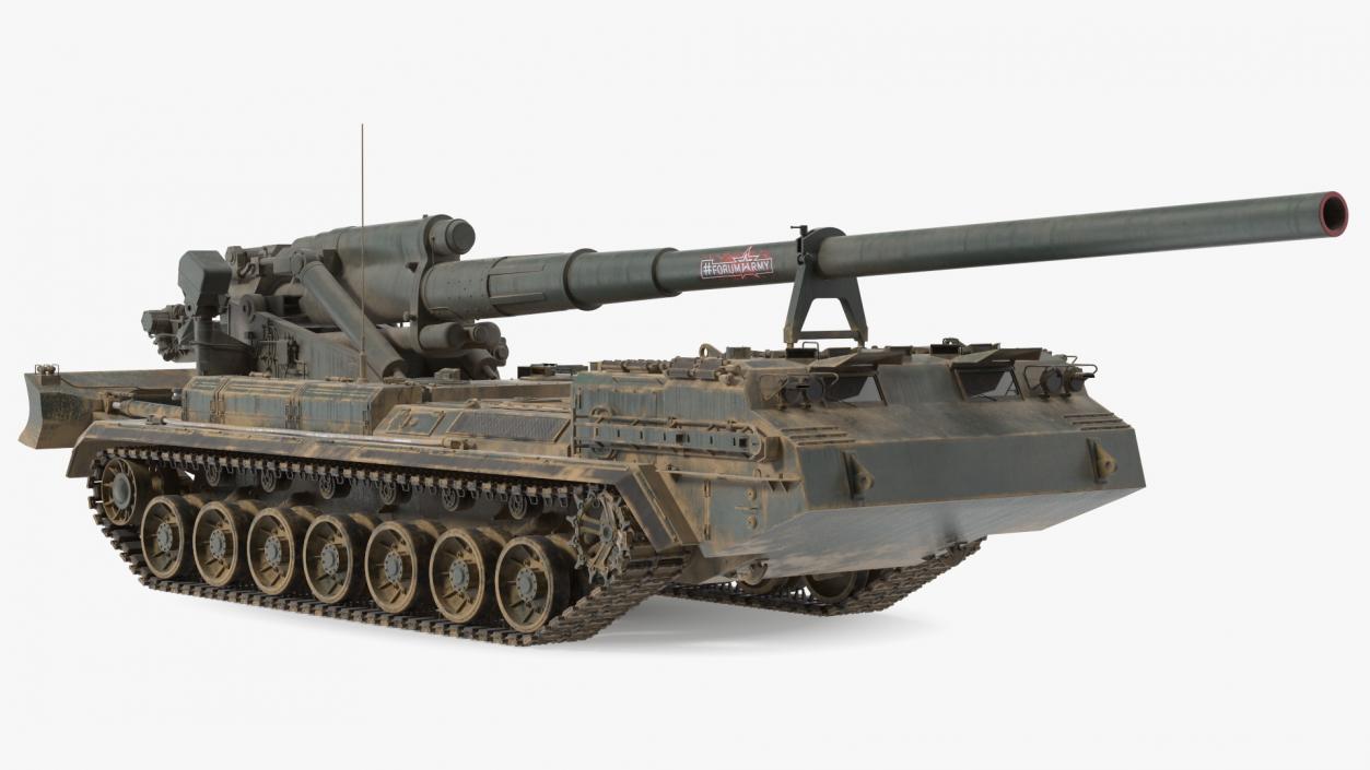 3D model 2S7 Pion Self Propelled Heavy Artillery Dirty