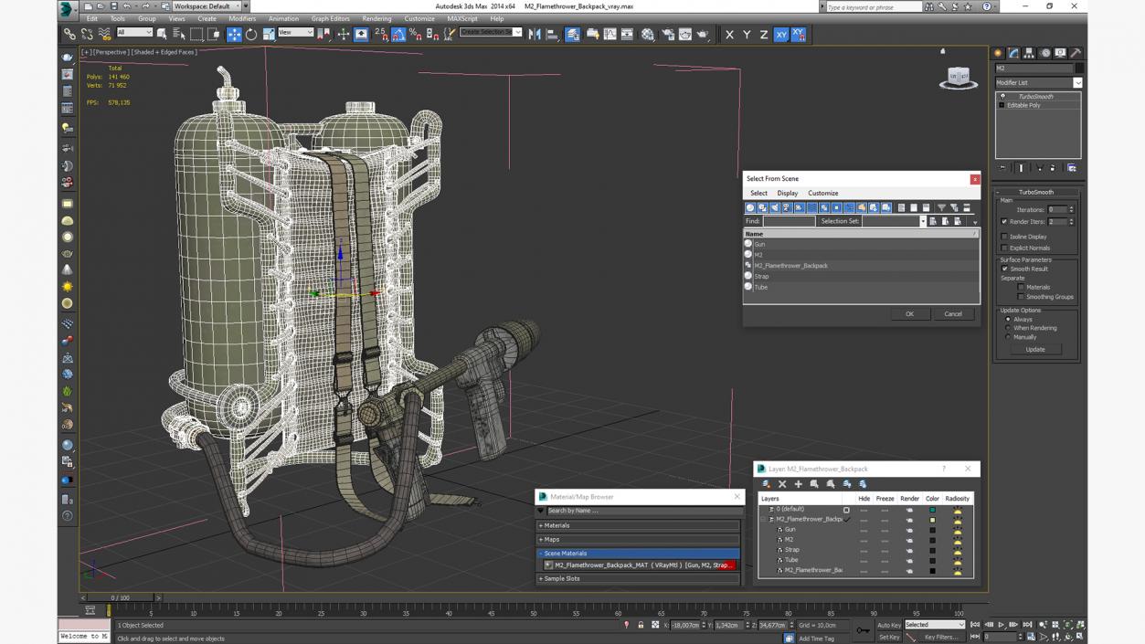 M2 Flamethrower Backpack 3D model