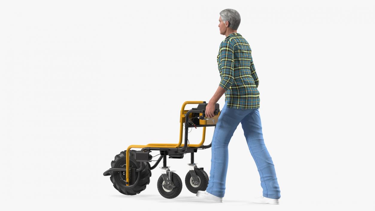 3D Elderly Man Motorized Electric Wheelbarrow Frame model