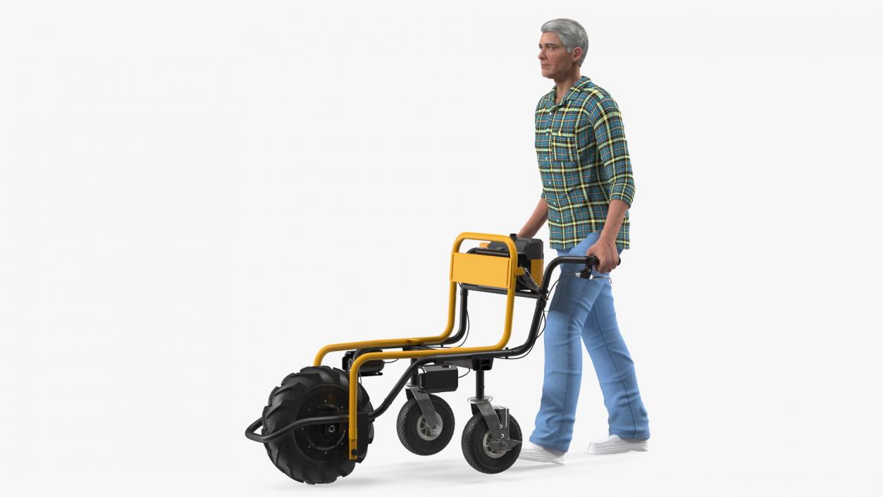 3D Elderly Man Motorized Electric Wheelbarrow Frame model