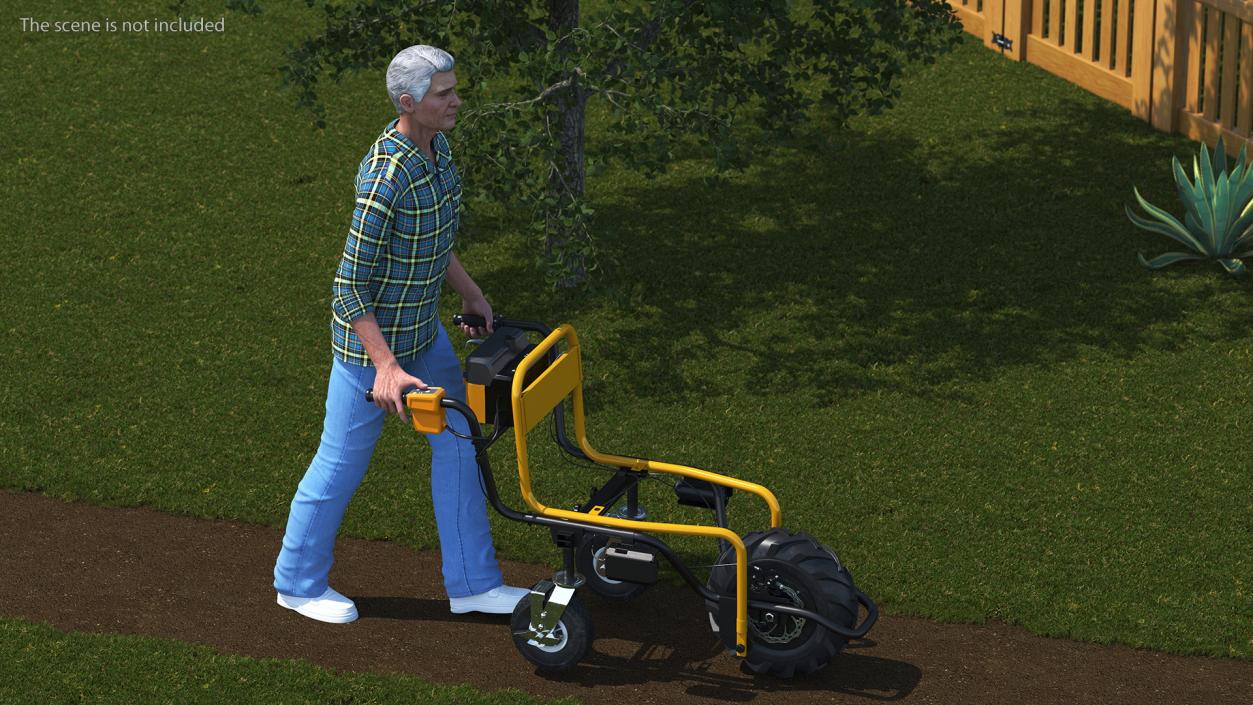 3D Elderly Man Motorized Electric Wheelbarrow Frame model