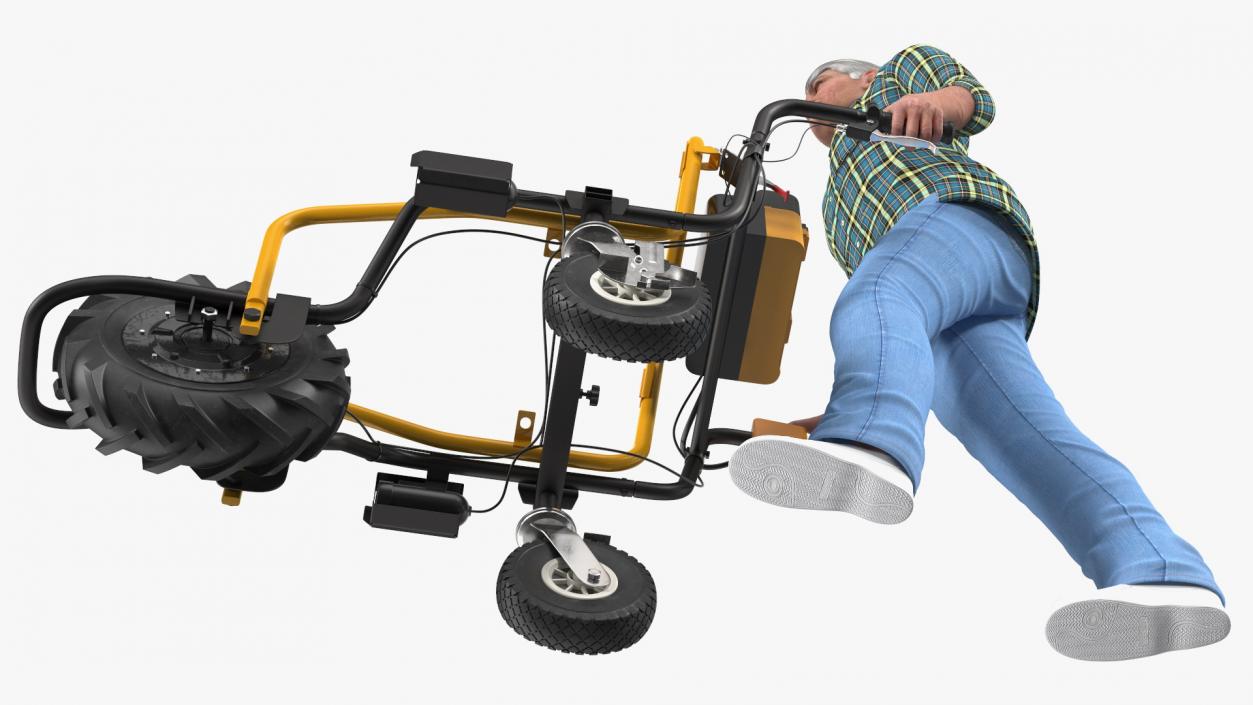 3D Elderly Man Motorized Electric Wheelbarrow Frame model