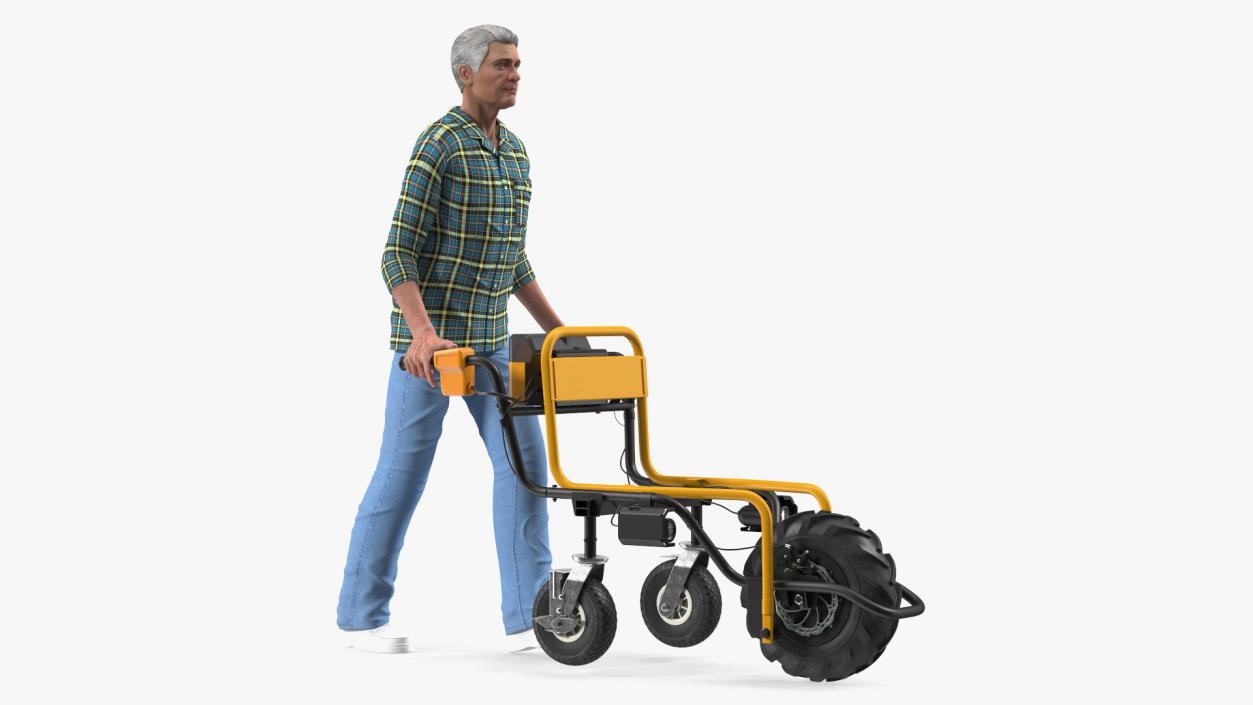 3D Elderly Man Motorized Electric Wheelbarrow Frame model