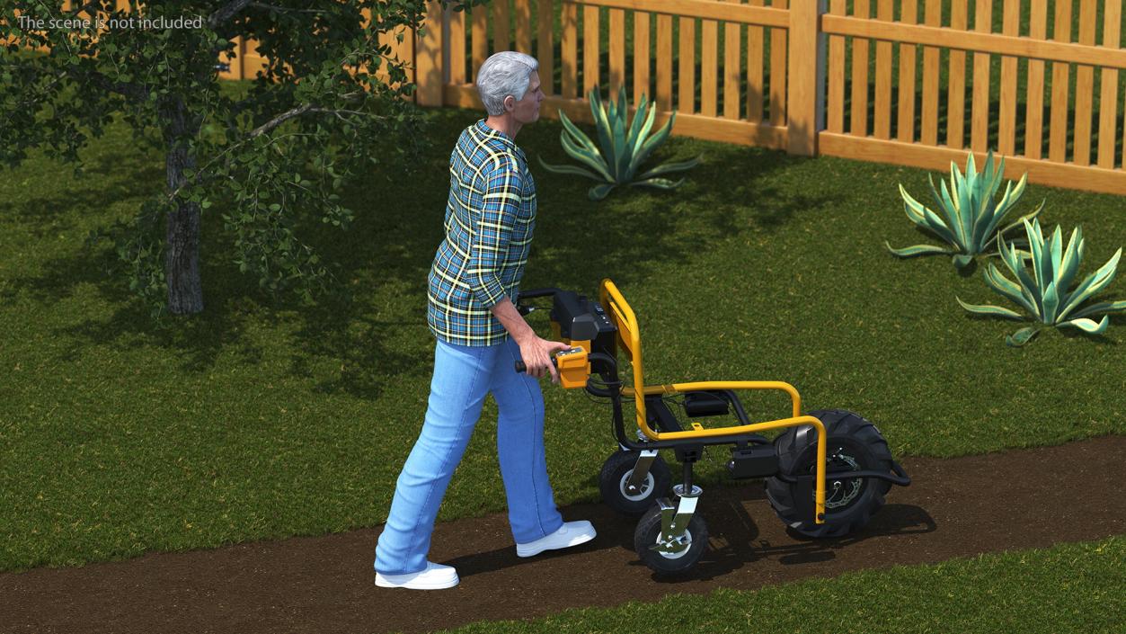 3D Elderly Man Motorized Electric Wheelbarrow Frame model