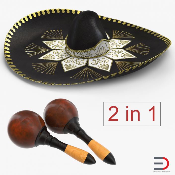 3D Maracas and Sombrero Collection