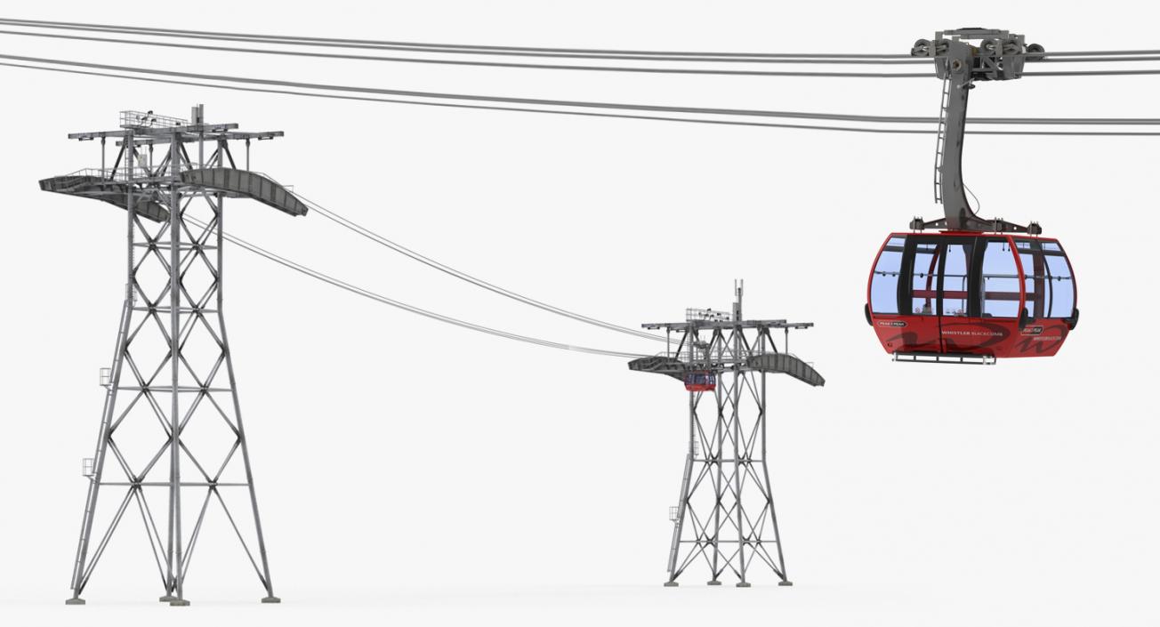 Peak 2 Peak Gondola Lift Cabin Towers 3D