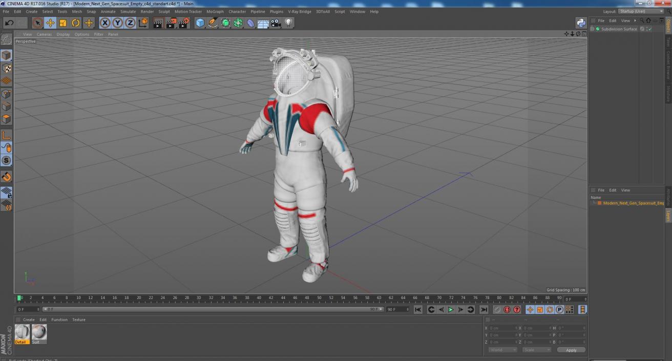 3D Modern Next Gen Spacesuit Empty