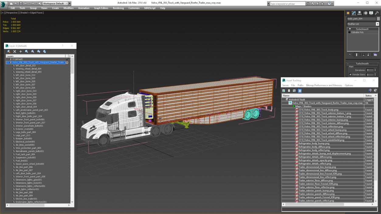 3D Volvo VNL 860 Truck with Vanguard Reefer Trailer model