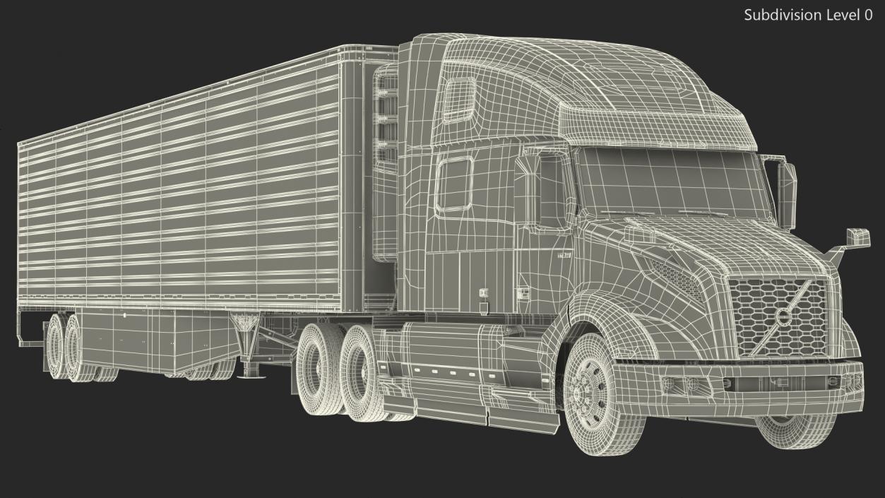 3D Volvo VNL 860 Truck with Vanguard Reefer Trailer model