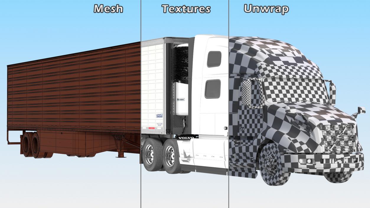 3D Volvo VNL 860 Truck with Vanguard Reefer Trailer model