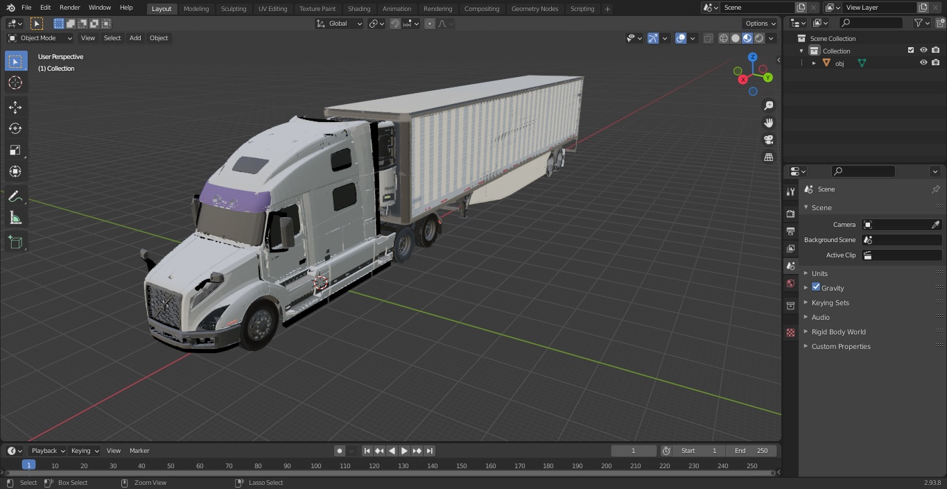 3D Volvo VNL 860 Truck with Vanguard Reefer Trailer model