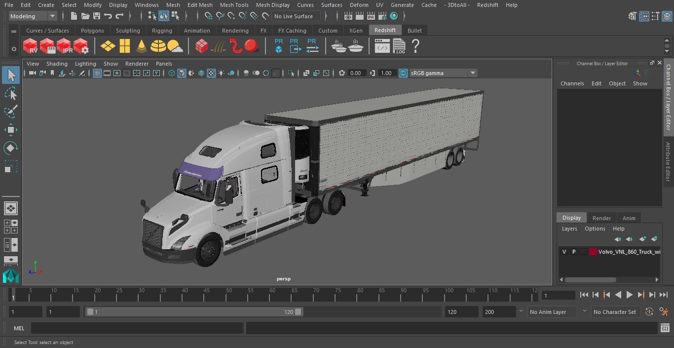 3D Volvo VNL 860 Truck with Vanguard Reefer Trailer model