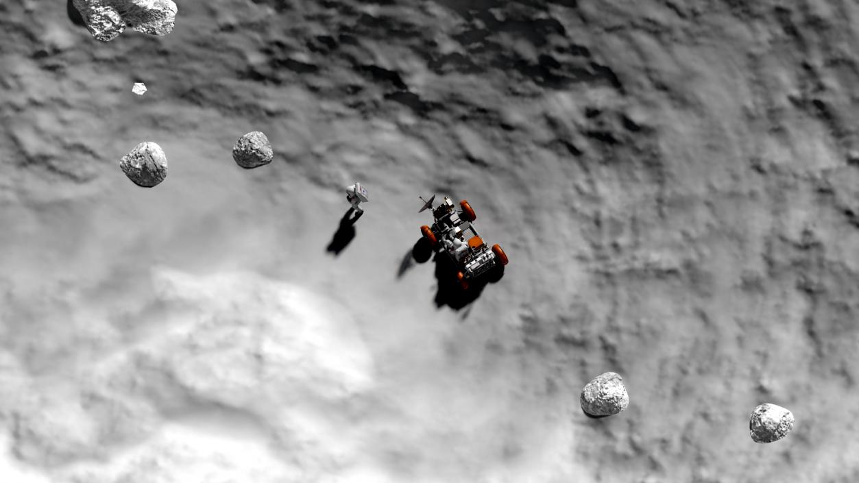 Astronauts with Lunar Roving Vehicle on Moon Surface 3D