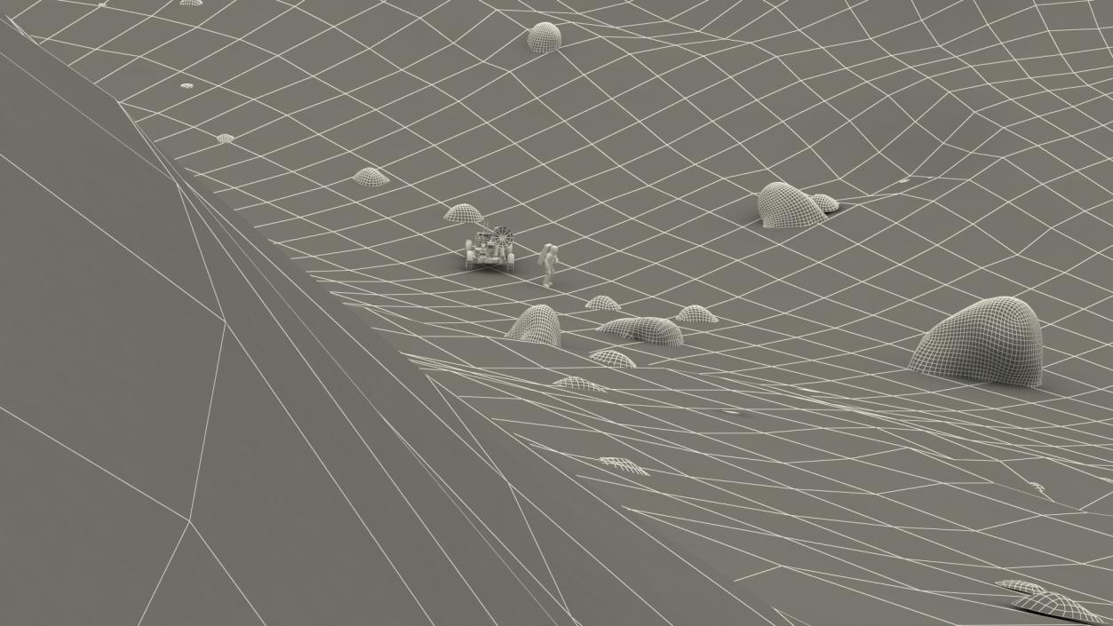 Astronauts with Lunar Roving Vehicle on Moon Surface 3D