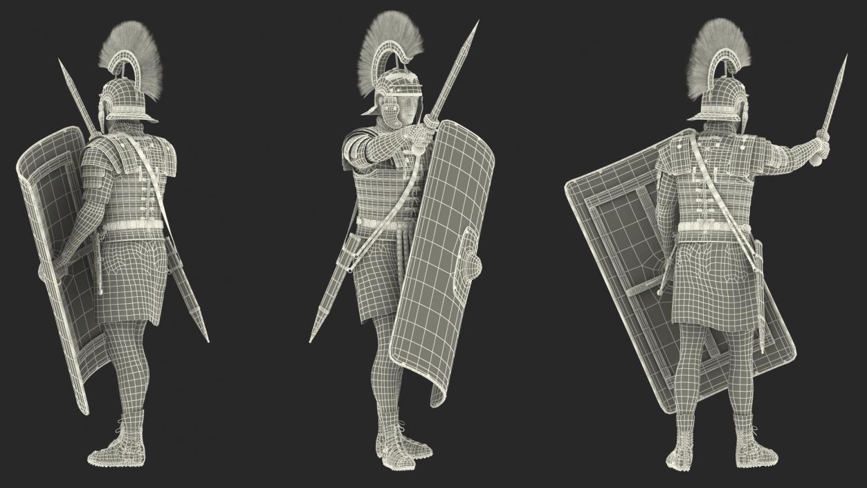 3D Roman Legionnaire with Gladius Salute Pose Fur