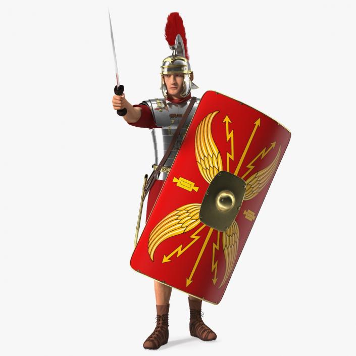 3D Roman Legionnaire with Gladius Salute Pose Fur