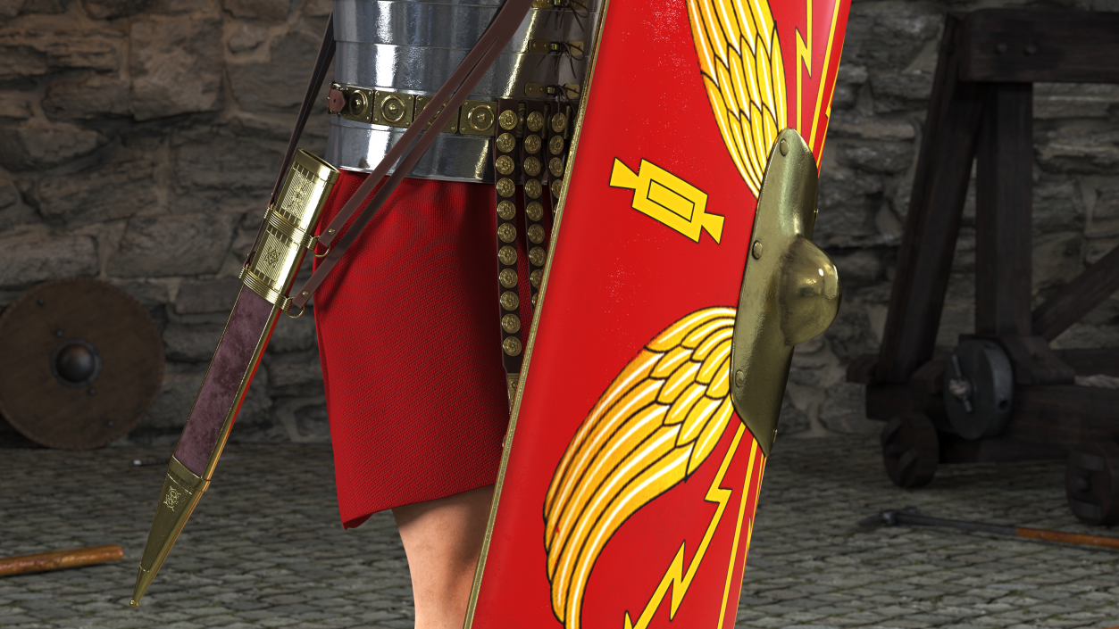 3D Roman Legionnaire with Gladius Salute Pose Fur