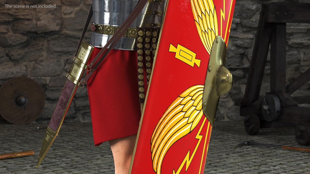 3D Roman Legionnaire with Gladius Salute Pose Fur