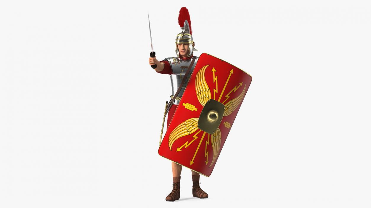 3D Roman Legionnaire with Gladius Salute Pose Fur