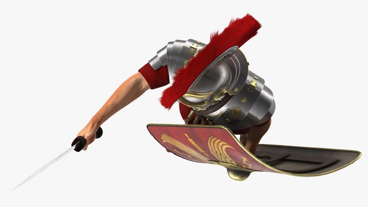 3D Roman Legionnaire with Gladius Salute Pose Fur