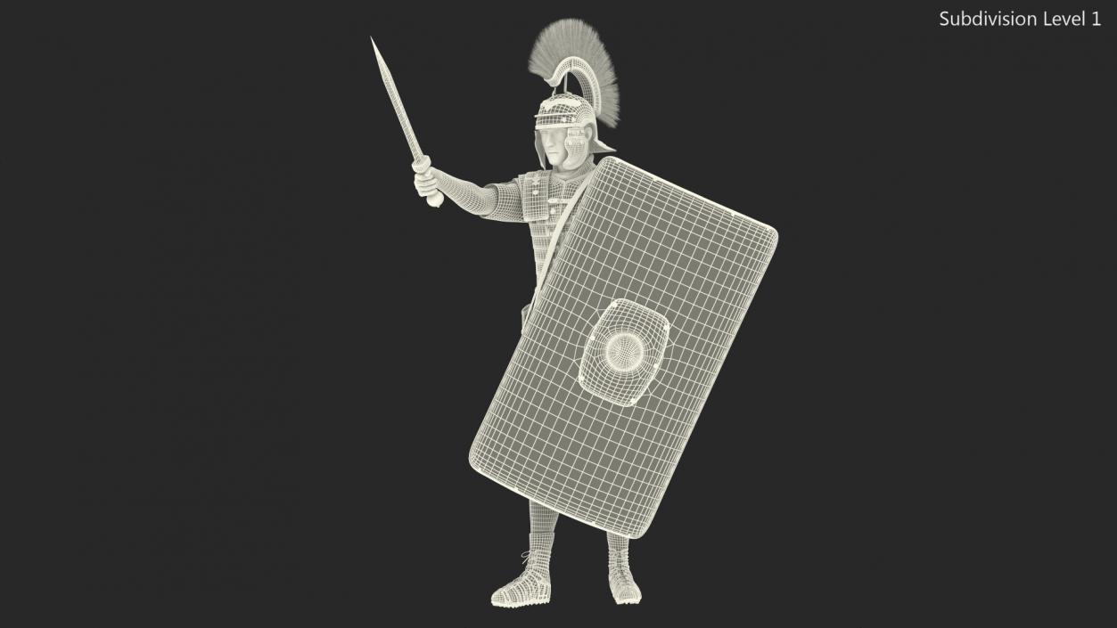 3D Roman Legionnaire with Gladius Salute Pose Fur