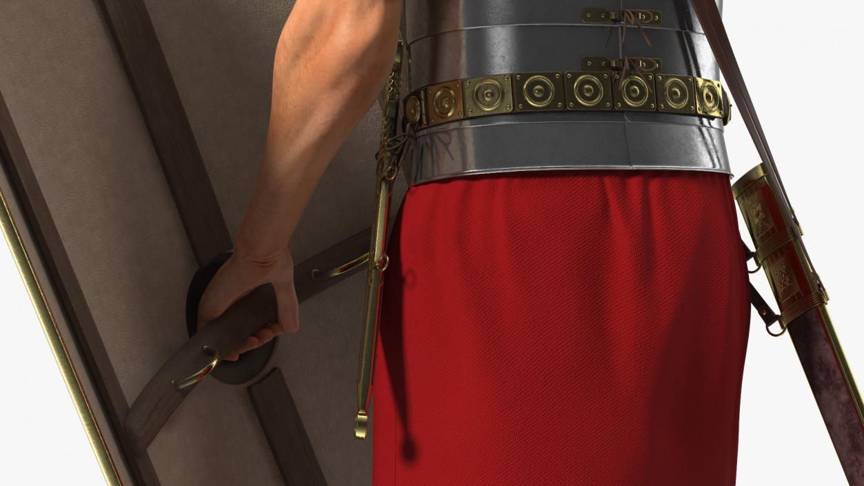 3D Roman Legionnaire with Gladius Salute Pose Fur