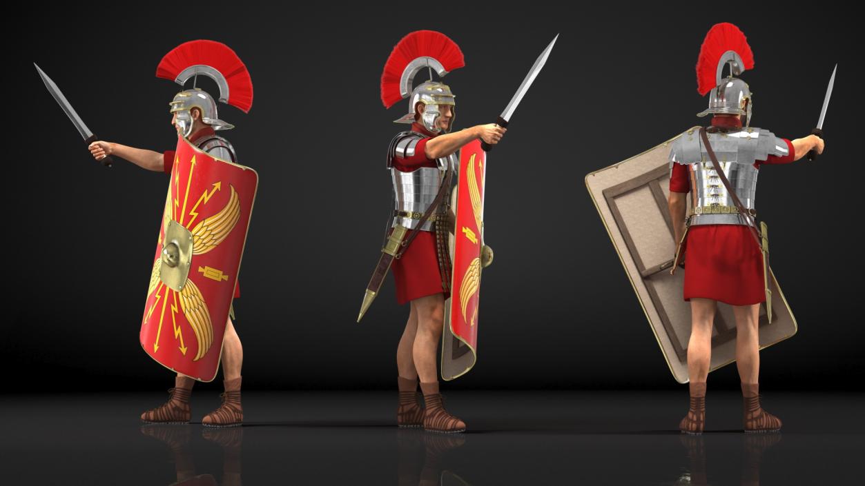 3D Roman Legionnaire with Gladius Salute Pose Fur