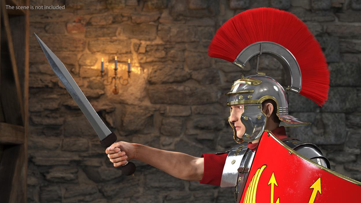 3D Roman Legionnaire with Gladius Salute Pose Fur