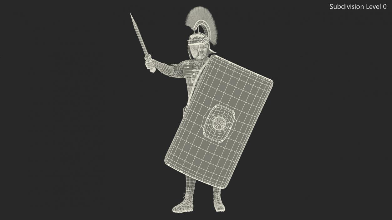 3D Roman Legionnaire with Gladius Salute Pose Fur