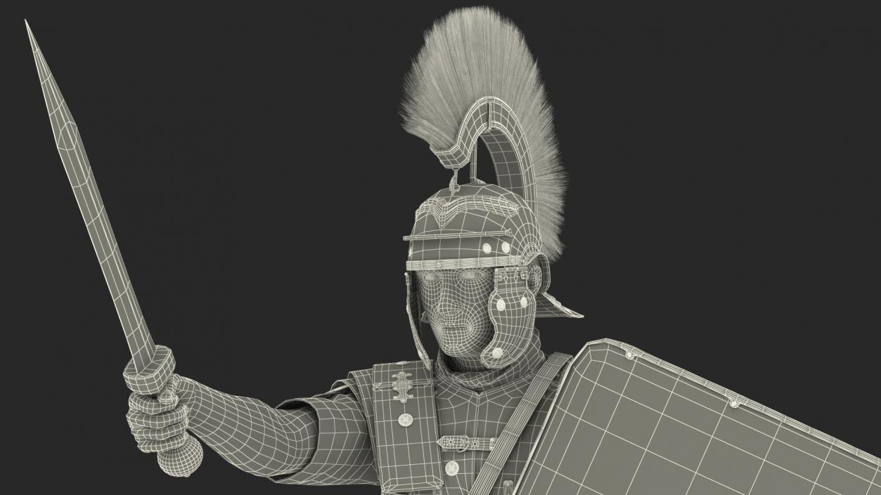 3D Roman Legionnaire with Gladius Salute Pose Fur