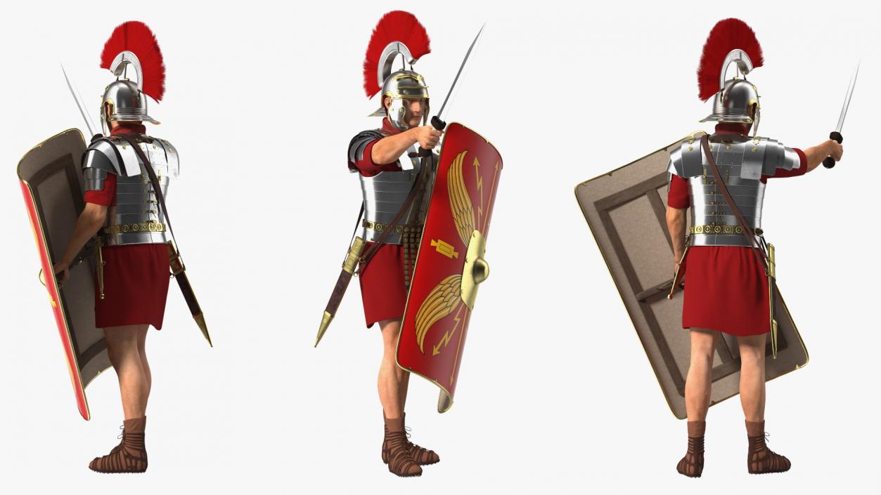 3D Roman Legionnaire with Gladius Salute Pose Fur