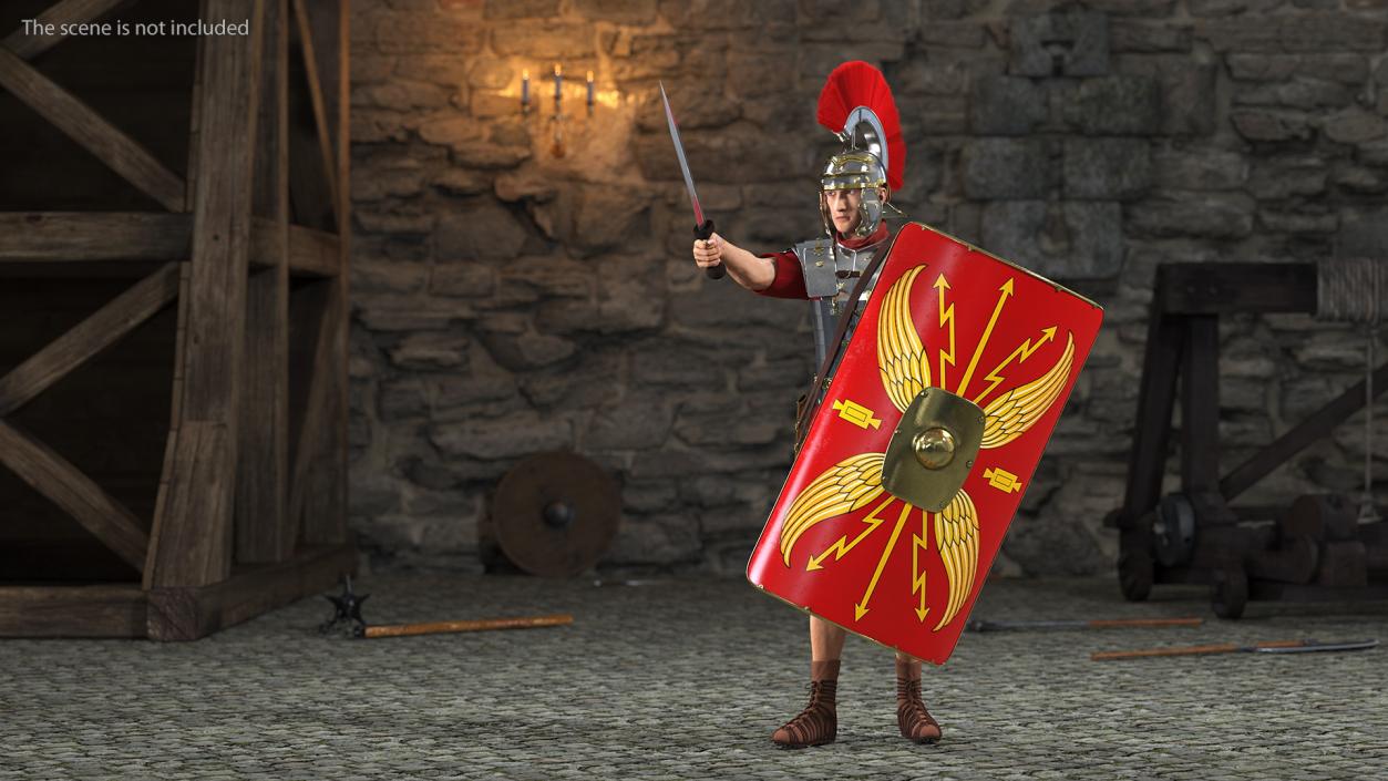 3D Roman Legionnaire with Gladius Salute Pose Fur