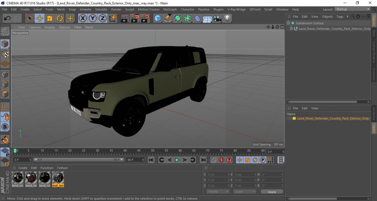 3D Land Rover Defender Country Pack Exterior Only