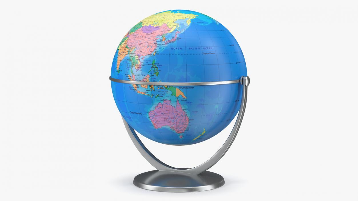 Political World Globe with Stand 3D