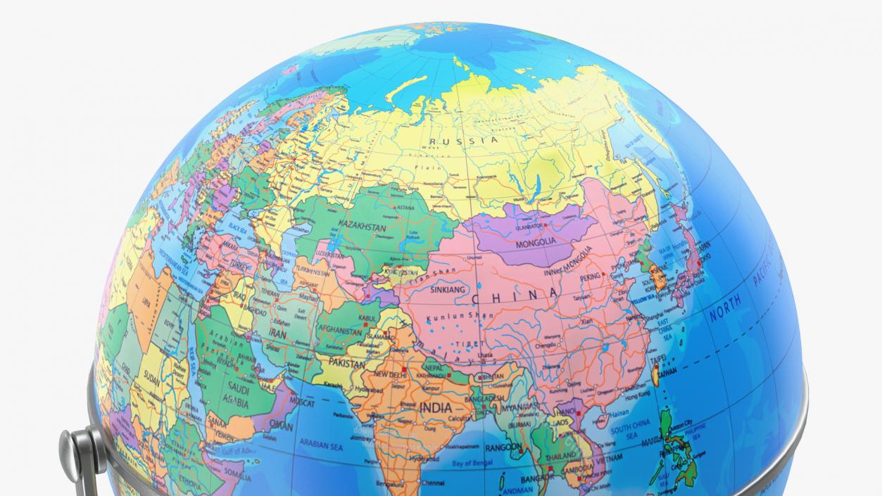 Political World Globe with Stand 3D