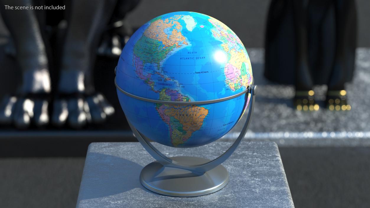 Political World Globe with Stand 3D