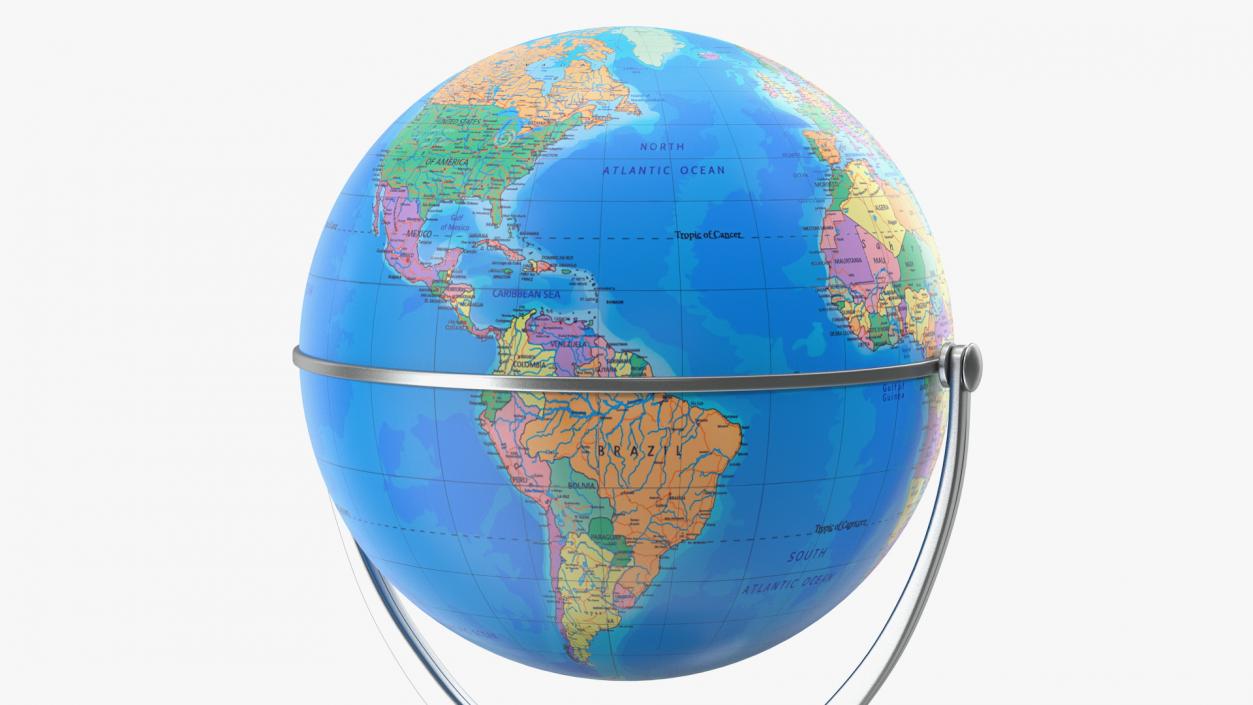 Political World Globe with Stand 3D