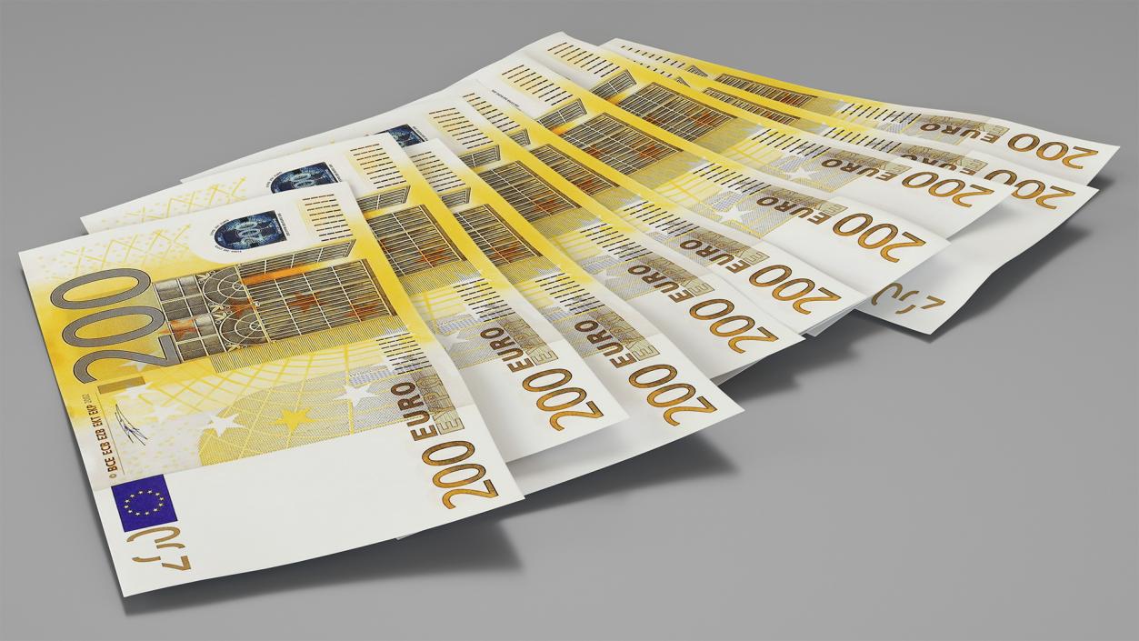 3D Paper Banknotes Euro 200 Bundle