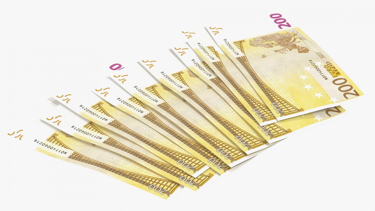 3D Paper Banknotes Euro 200 Bundle