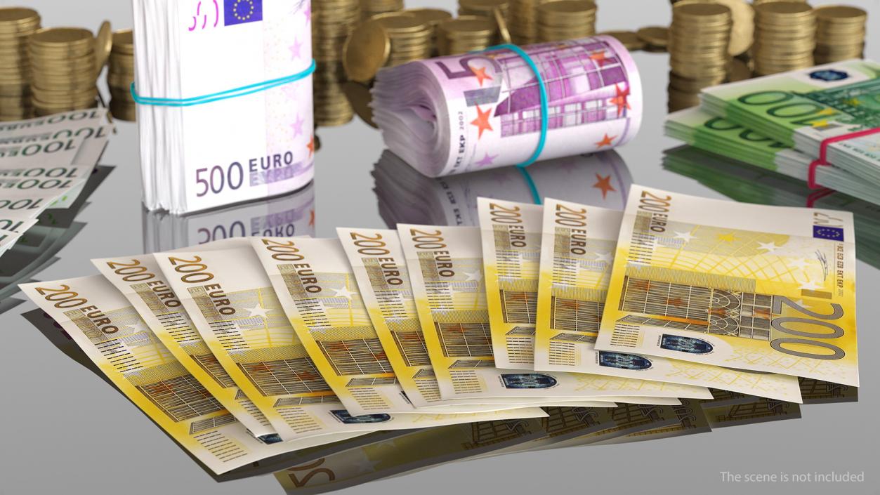 3D Paper Banknotes Euro 200 Bundle