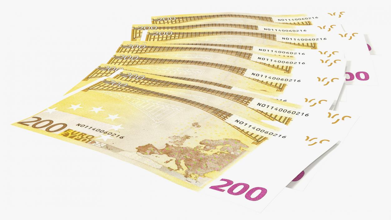 3D Paper Banknotes Euro 200 Bundle