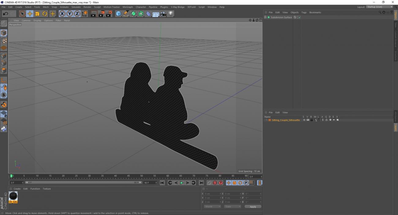 3D model Sitting Couple Silhouette